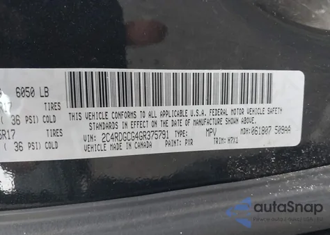 2016 Dodge Grand Caravan Sxt z USA, uszkodzony, nr VIN 2C4RDGCG4GR375791